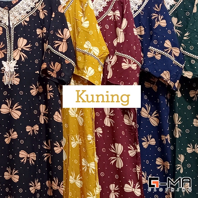 DASTER ARAB RENDA SEKDRESS | DASTER TANGAN 3/4 RESLETING DEPAN ( BUSUI )-Kuning 1