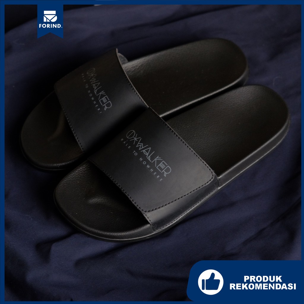 Theo Black | Sandal EVA Ringan Slop Santai Simple Pria Men Sendal Ori Footwear | FORIND x Oxwalker