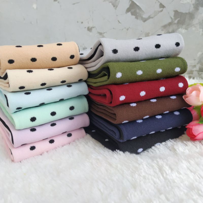 [12 PASANG] KAOS KAKI MOTIF POLKA KECIL