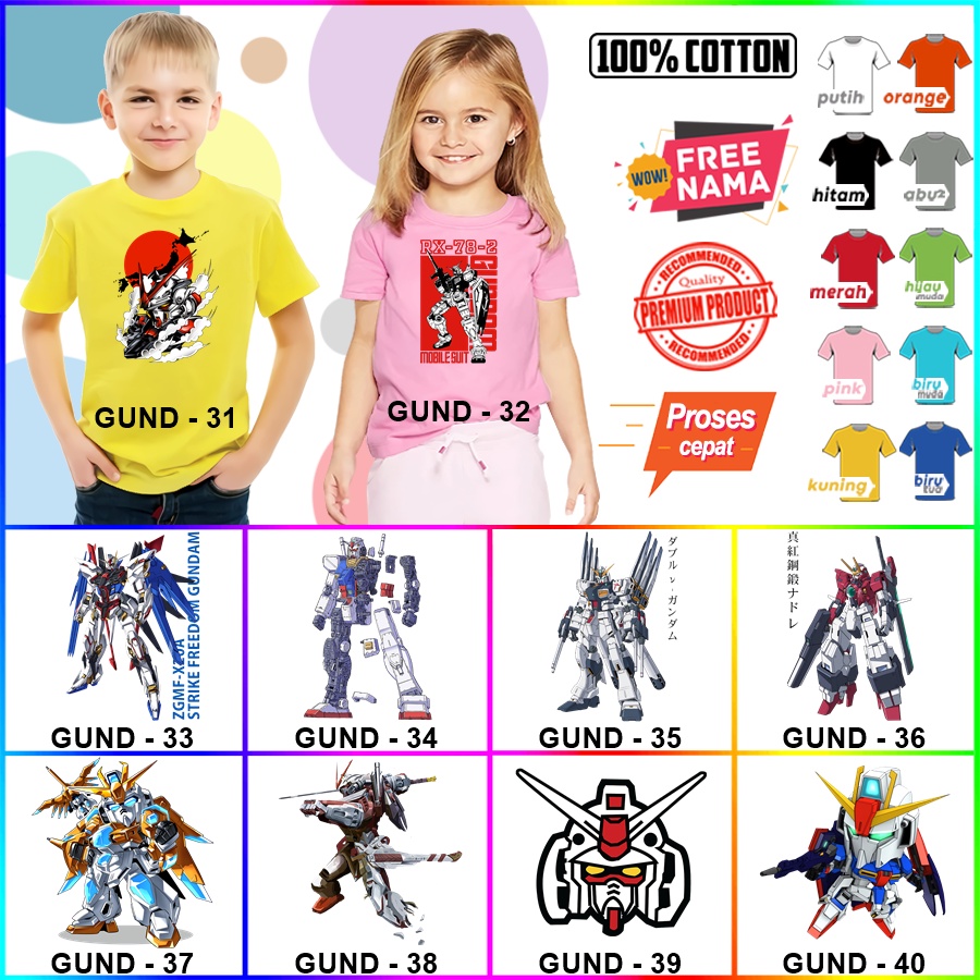 Baju Kaos ANAK DAN DEWASA GUNDAM COUPLE (FREE NAMA)