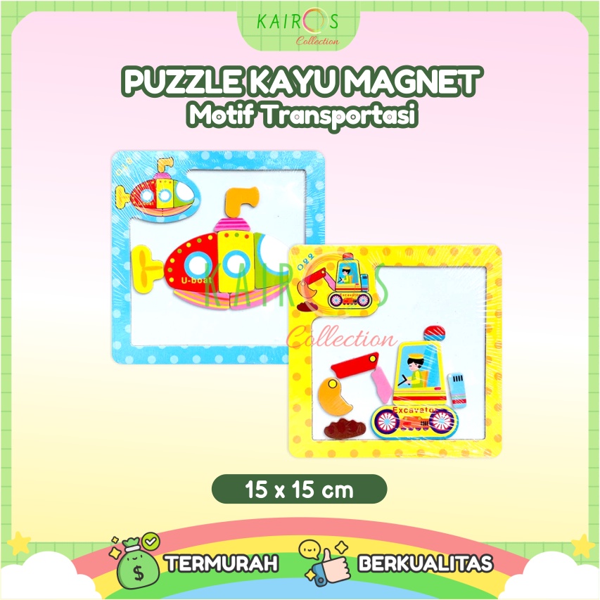 Puzzle Anak Magnet Kayu Transportasi