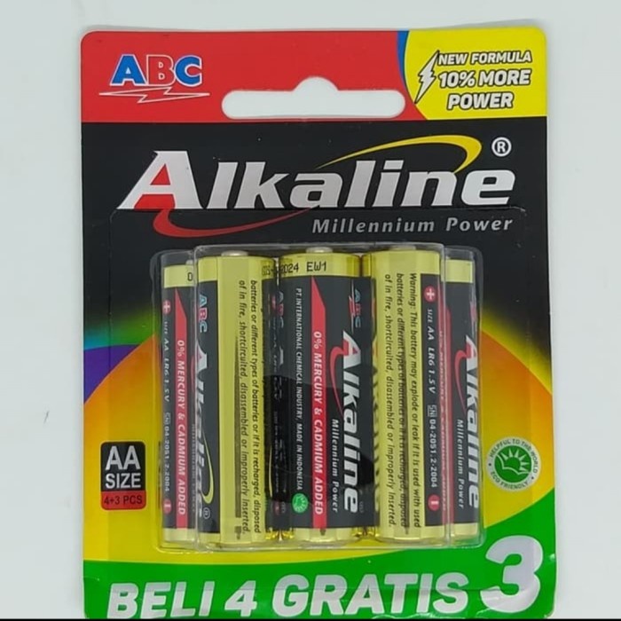 Diskon Baterai ABC Alkaline AA isi 7 alkaline aa 43 baterai AA batere abc Berkualitas