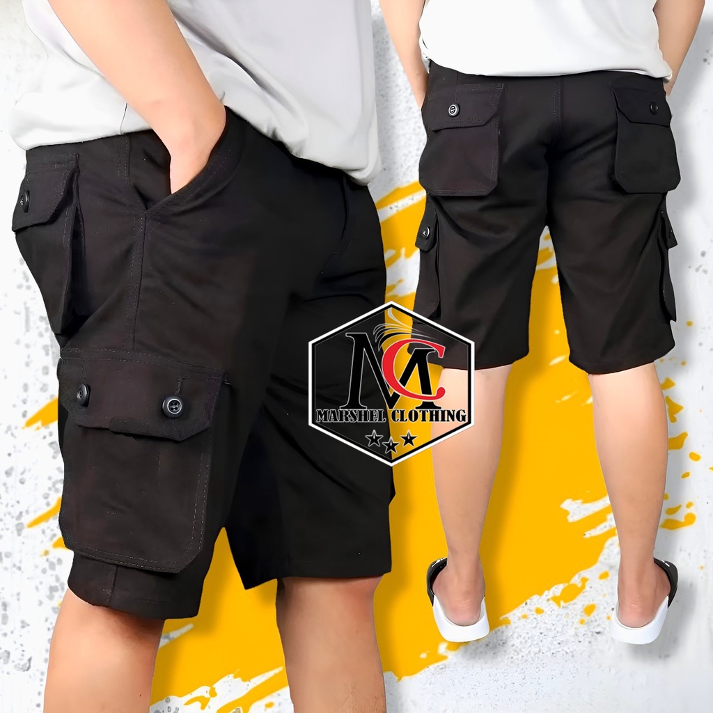 RCL - CELANA CARGO PENDEK PRIA BAHAN COTTON COMBED S.M.L.XL / Celana Pendek Cargo Pria Gunung Casual Bahan Melar Big Size Jumbo