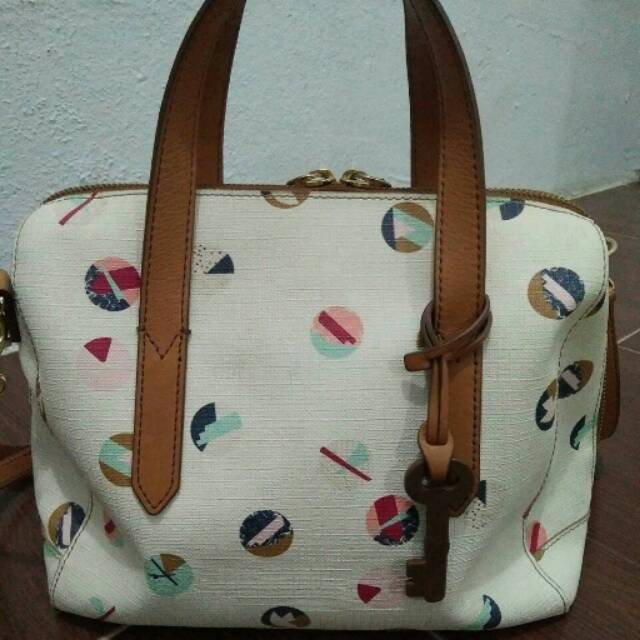 Fossil satchel multi white