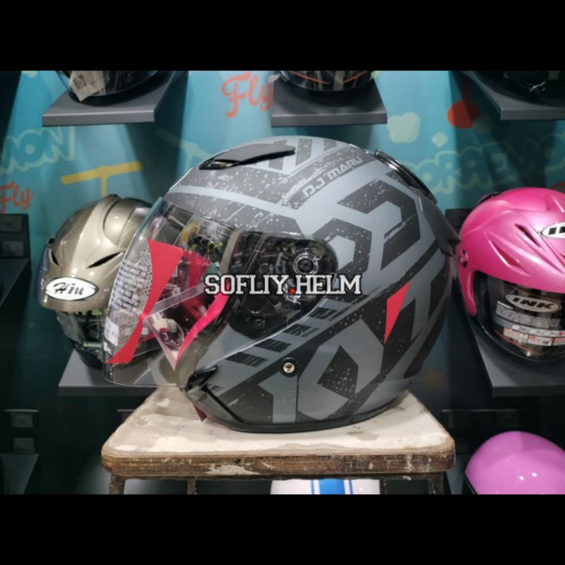 HELM KYT DJ MARU #16 MATT ALL GREY HALF FACE KYT DJ-MARU