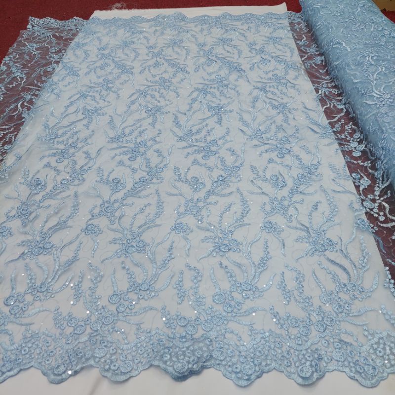 kain tile bordir motif akar-akar  full payet