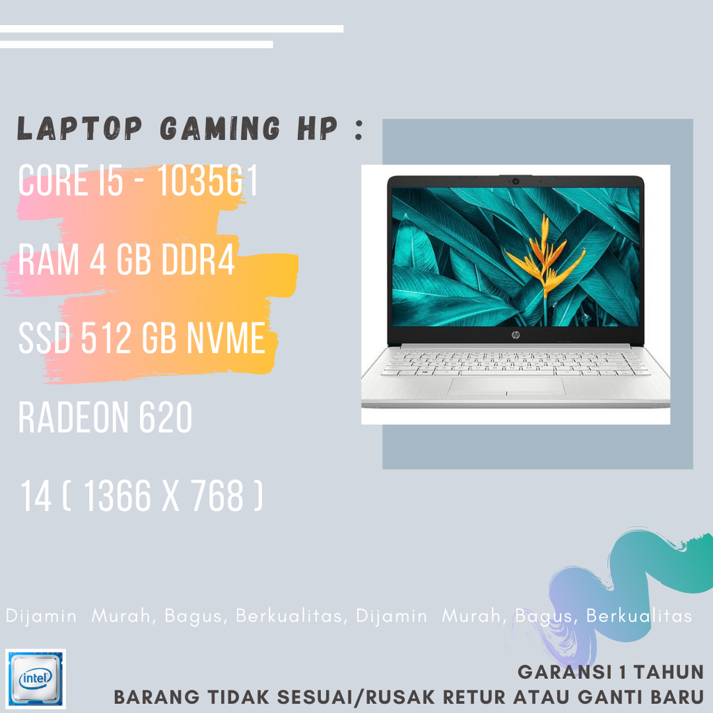 LAPTOP HP  I5 1035G1 4GB 512SSD R620 2GB E117