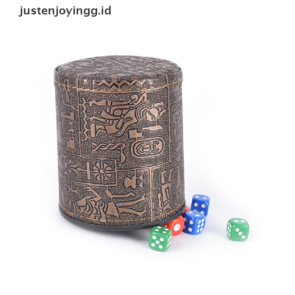 // justenjoyingg.id // 1 pc High Quality Brown Leather Rune Dice Cup PU leather 82x82x91mm ~