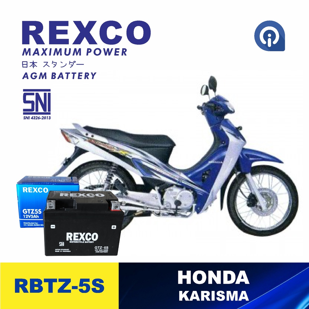 Accu Aki Motor HONDA KARISMA ORIGINAL REXCO GTZ5S