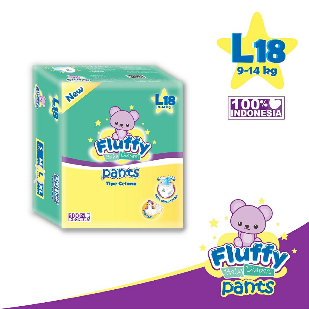 Pampers Fluffy Popok Bayi Tipe Celana L18