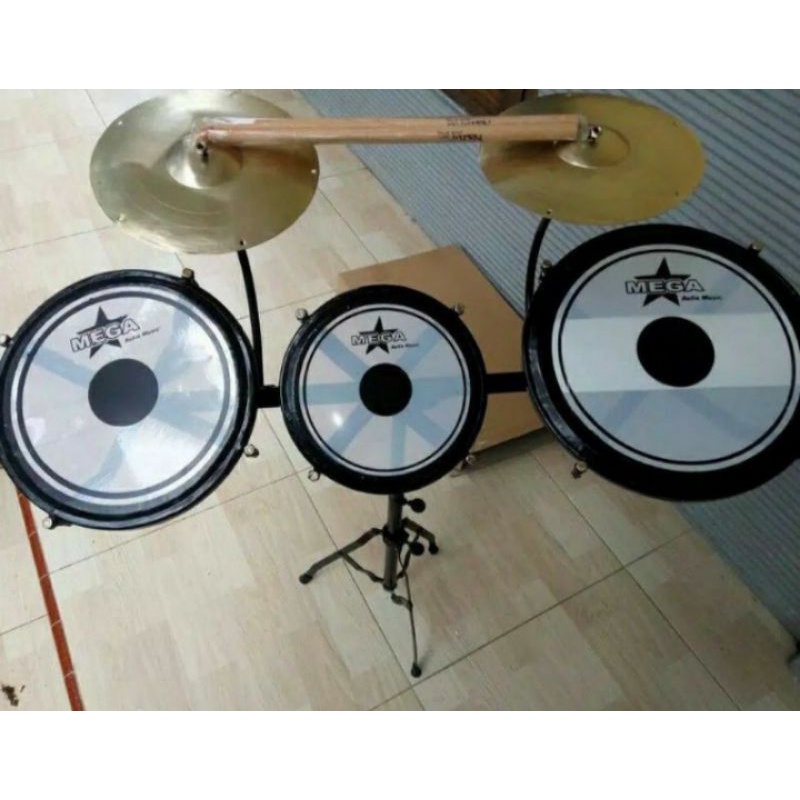 tamtam drum isi 3 dengan / drum tam tam isi 3 simbal 1 dan 2 (bonus stik)
