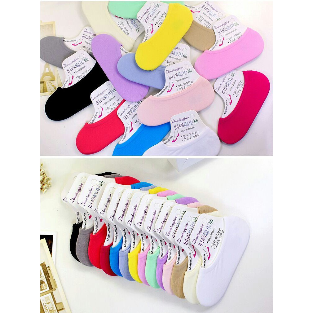 Kaos Kaki Balet Motif Polos Socks Pendek Anti Slip Hidden Sock Invisible Korea Flat