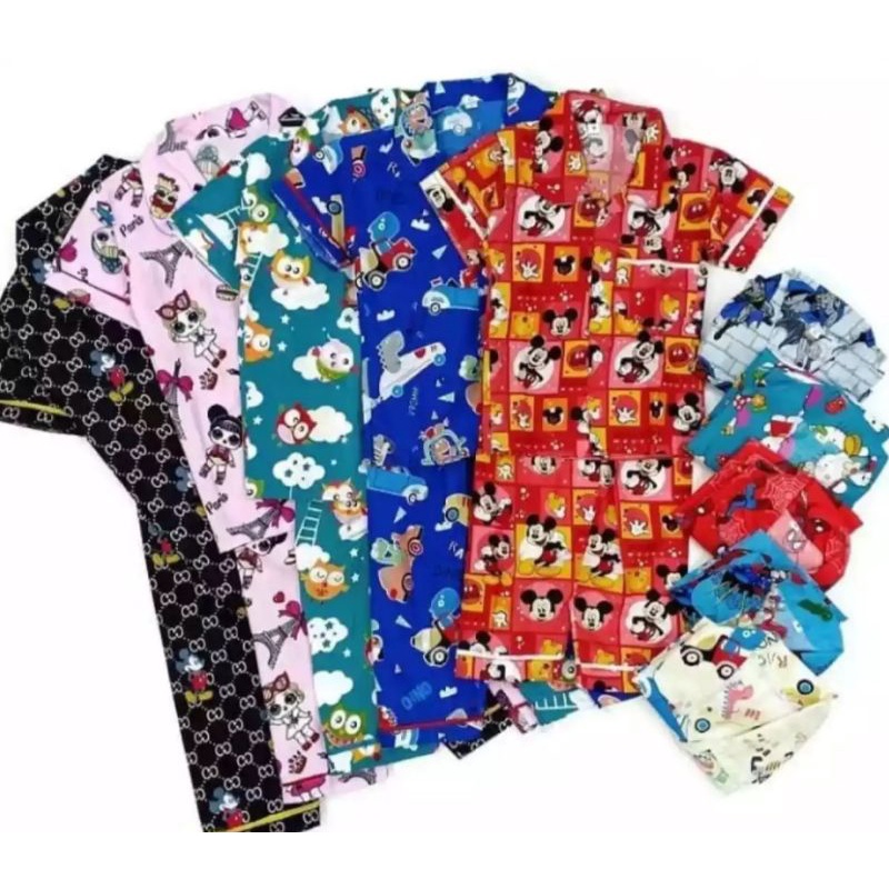 3 pcs baju tidur anak anak 1-5 thn piama pakaian tidur stelan anak termurah