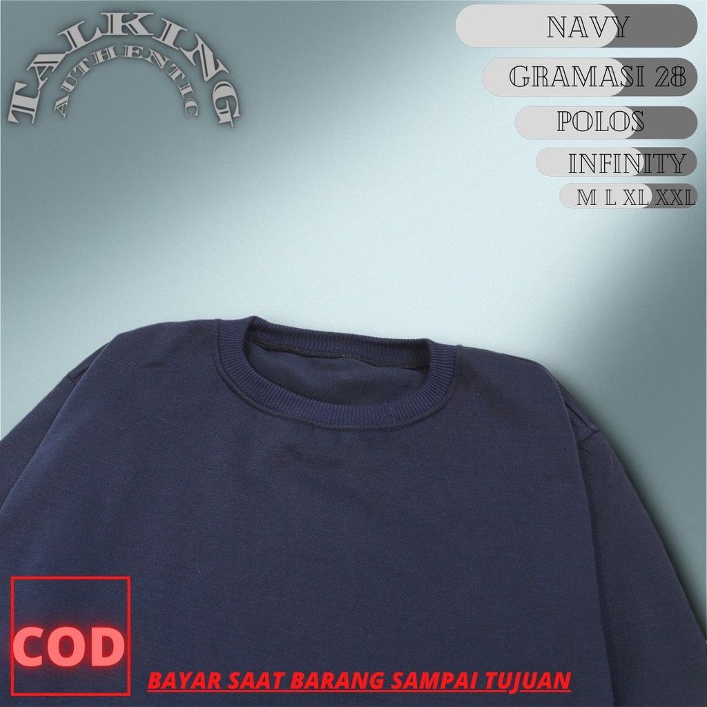 Sweater Crewneck Polos Pria Wanita Navy Switer Kerah Bulat Jaket Sweter Lengan Panjang Pria Wanita