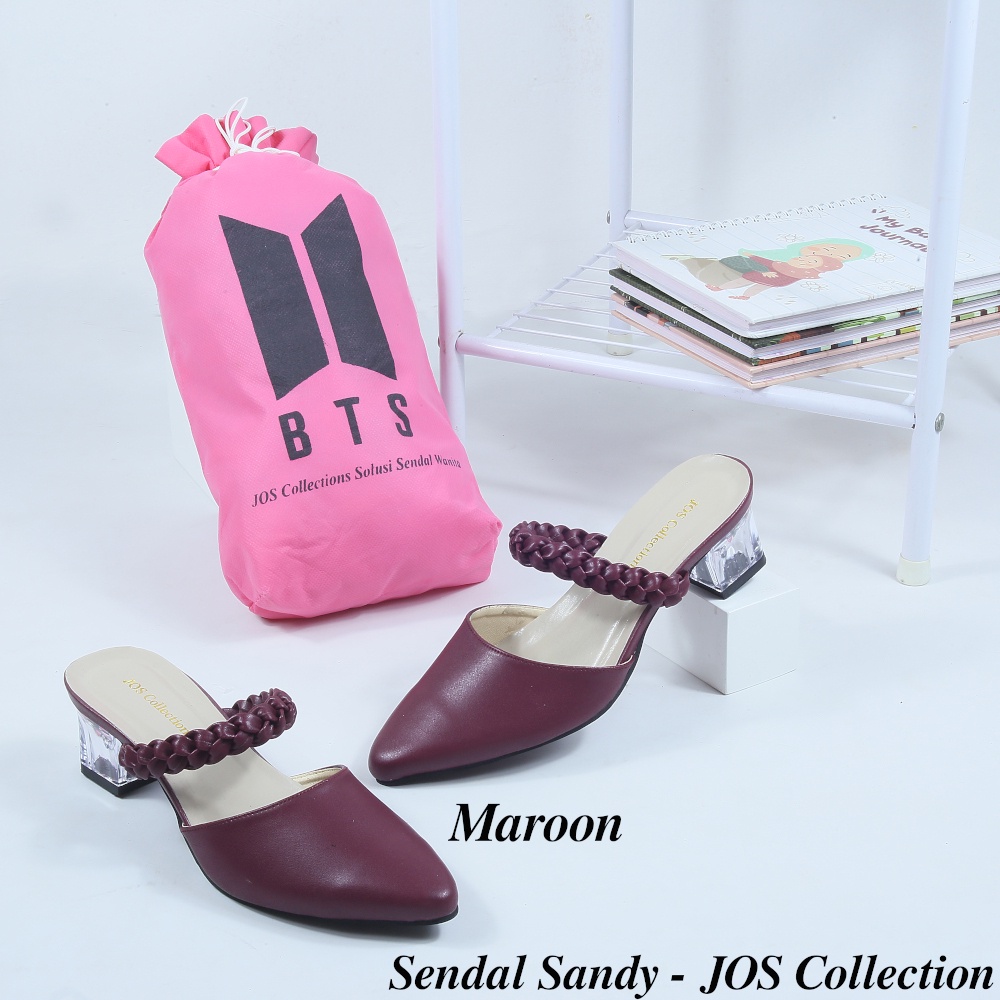 Sendal Wanita Mules Terbaru Hak Kaca Tinggi 5 cm - Sandy by JOS Collection