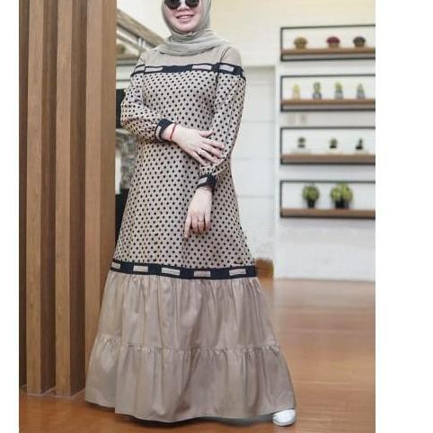 ▲ Arumi Dress Maxy l Gamis Maxi Polka l Grosirbajuremaja Moscrepe Premium ✺