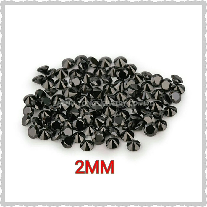 Black Diamond Zirconia 1 - 2MM hitam Per Gram Utk Perhiasan