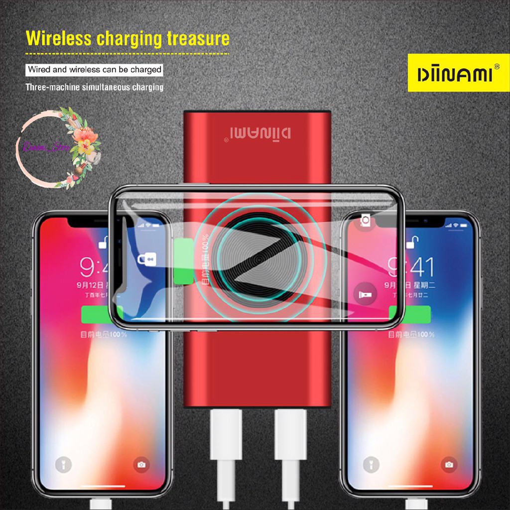 BM105 Powerbank diinami Y17W real 10000MAH + wireless charger power bank DST1953