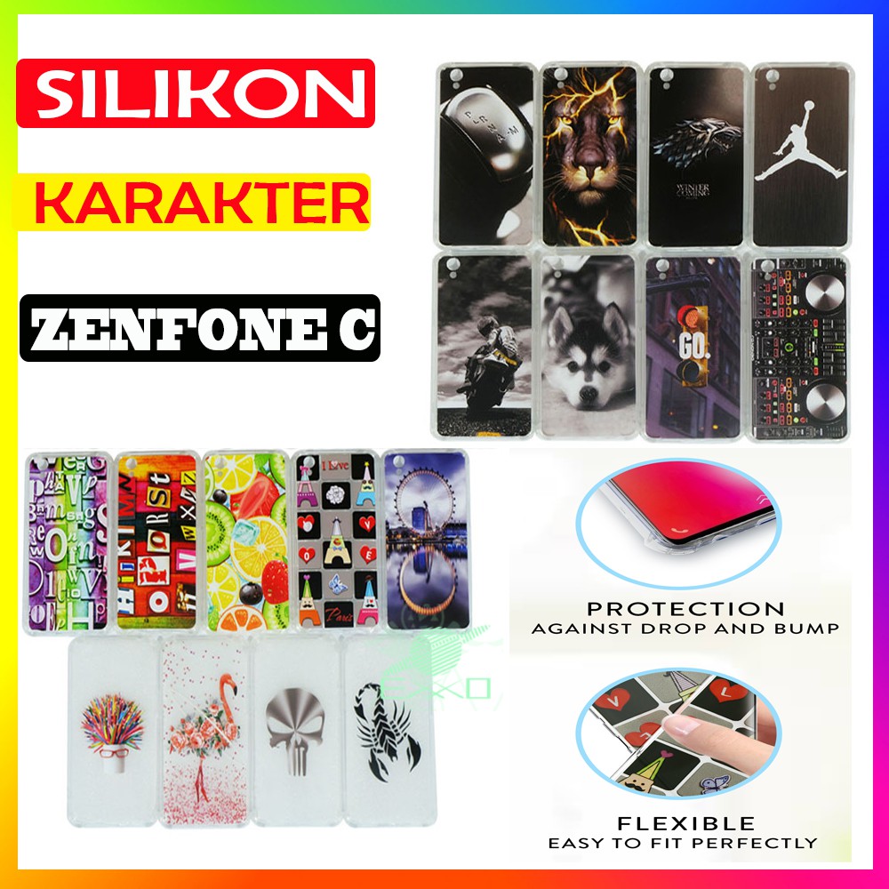 ULTRATHIN  Asus Zenfone C  Case Casing Anti Shock 3D Motif Softcase Gambar Silikon Handphone Kasing HP Sarung Kesing Antishock Silicone HP