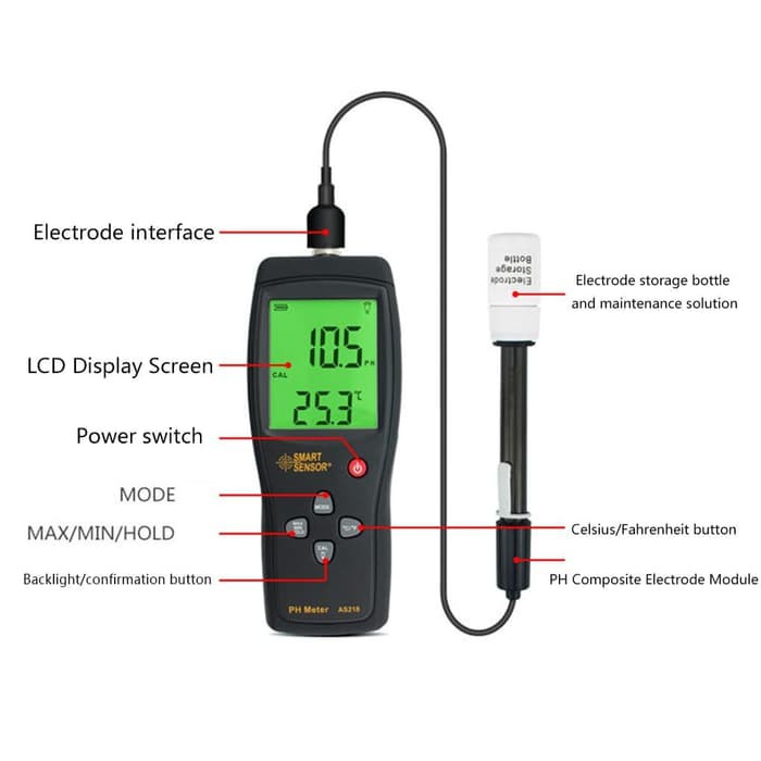 PH Meter Smart Sensor AS218 Calibration Certificate Tester AS-218