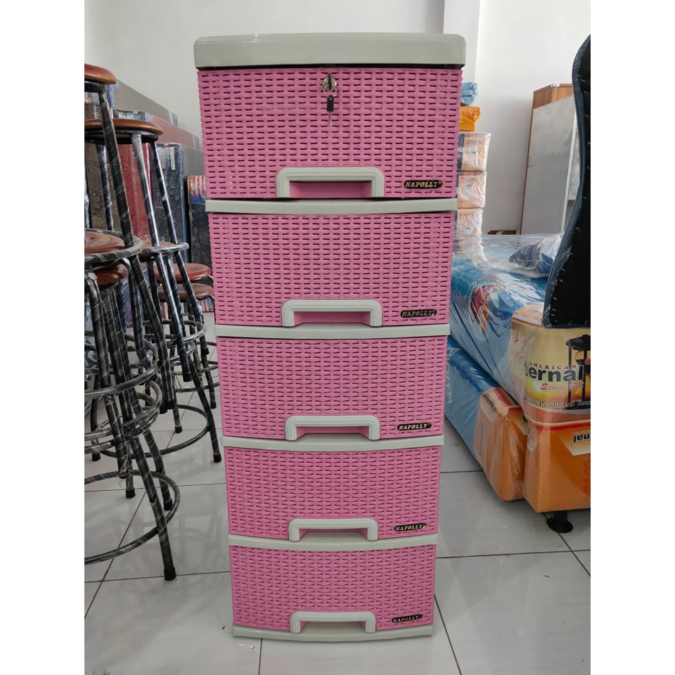 NAPOLLY LEMARI PLASTIK 5 LACI SRS 5 AK 1 PINK