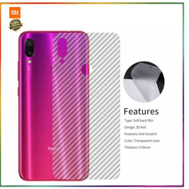 STICKER Stiker Carbon Redmi Note 7-Stiker Belakang Xiaomi Redmi Note 7 Skin Carbon high Quality