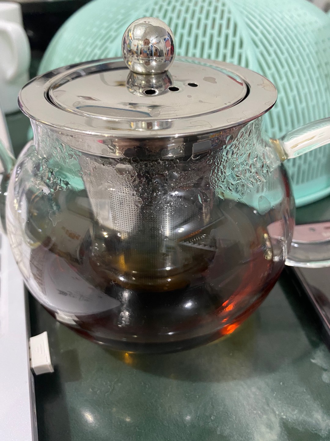 600ml Teko Teh Kopi Kaca Boron Tinggi Dengan Saringan Sus 304 Unik Teapot