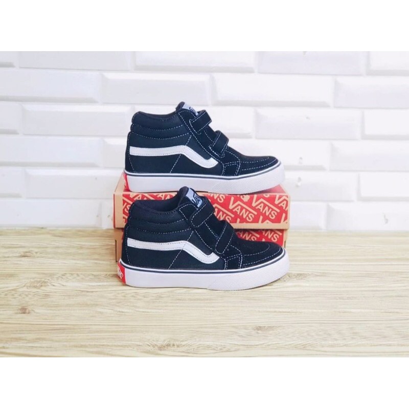 SEPATU KIDS || VANS SK8HIGH FOR KIDS BLACK WHITE PREMIUM