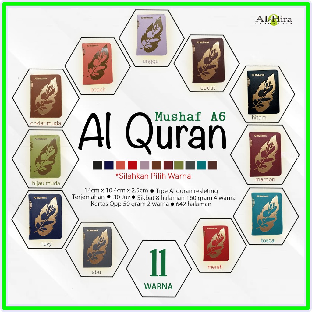 Mushaf Alquran Al MubarakTerjemahan  Al-Quran Saku A6  Alquran Resleting A6/2W Terbaru