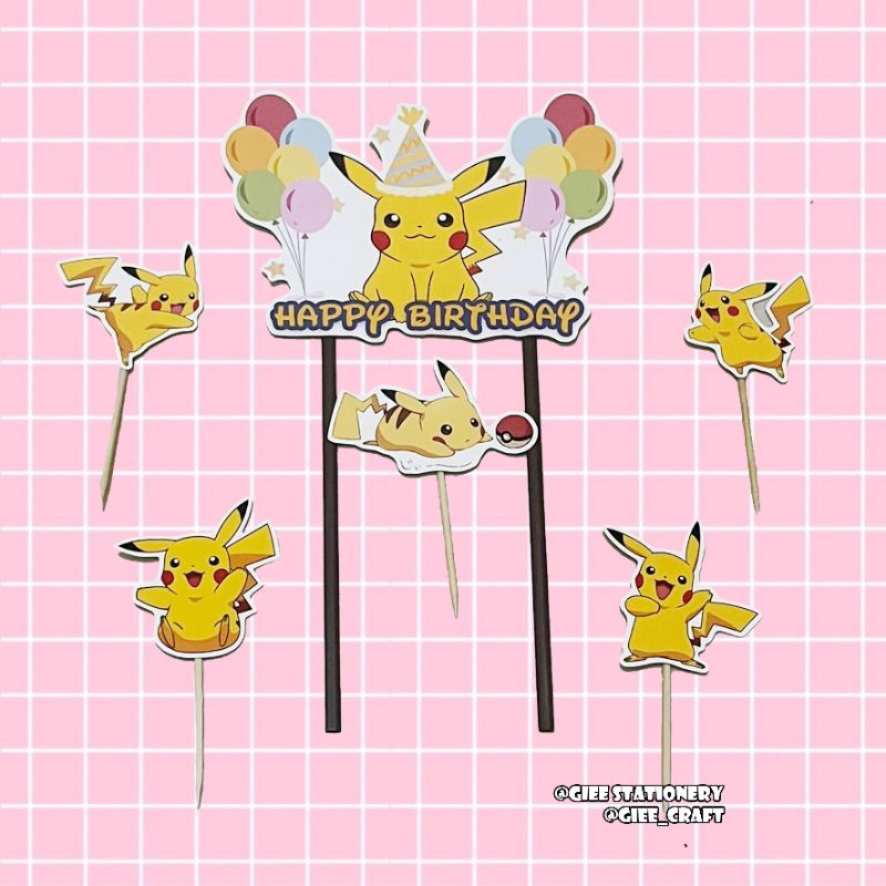 Cake Topper PIKACHU / Topper Kue PIKACHU / Hiasan Kue PIKACHU / POKEMON PIKACHU
