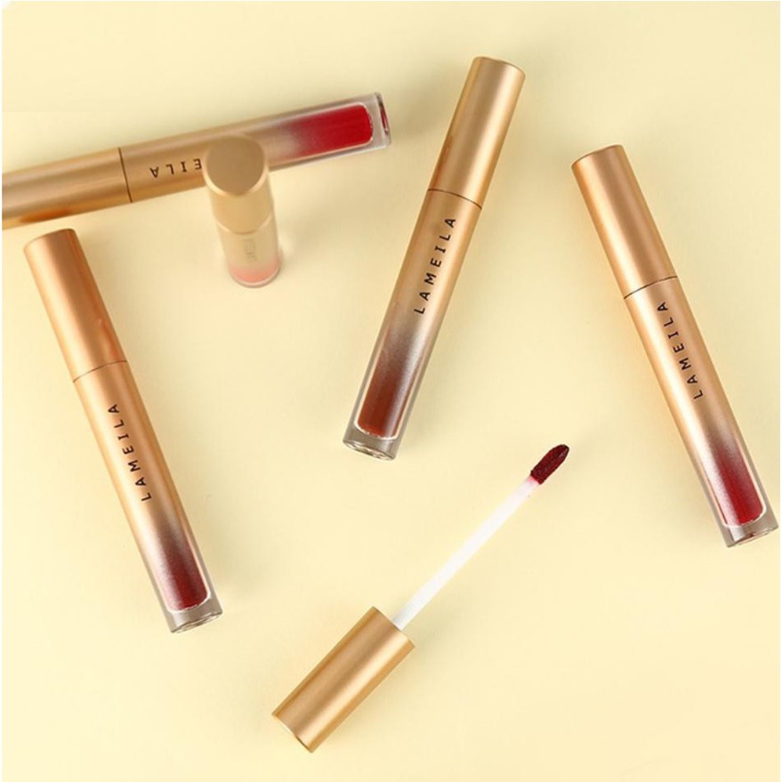 Liptint Korea GOLD Edition Lipstik Matte Pemerah Bibir Lipstik Tahan Lama Anti Air / Lip Tint Lipstick Lip Cream Lip Balm Lipgloss - Pelembab Pemerah Bibir Alami / Makeup Kosmetik Wanita Liptint Anak Sekolah Bibir Pink Alami / Pencegah Bibir Kering Pecah