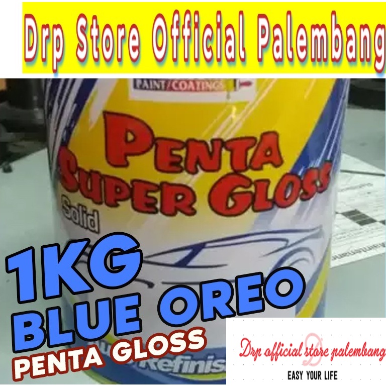 Penta Super Gloss 1 Kg / Sekilo Blue Biru Oreo Cat Mobil Motor Sepeda Glos Handalan Tahan Bensin