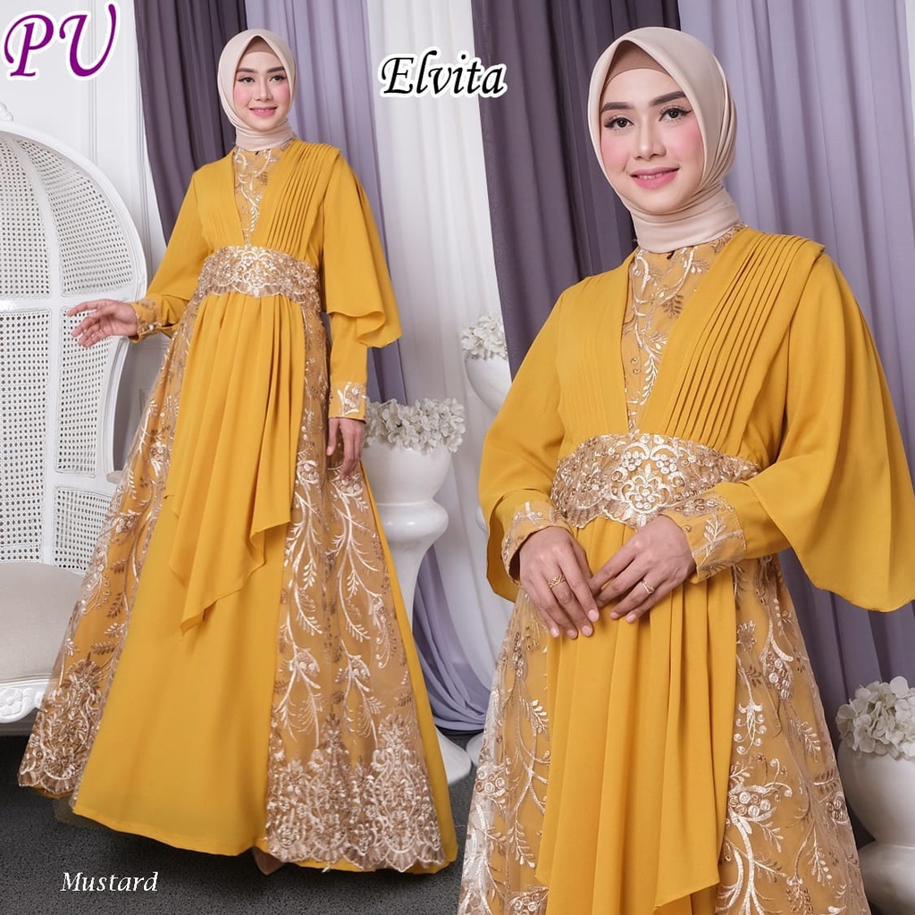 DRESS MUSLIM ELVITA GAMIS JUMBO TILE MURAH GAMIS SYARI BUSUI BRIDESMAID DRESS PESTA LAMARAN LEBARAN