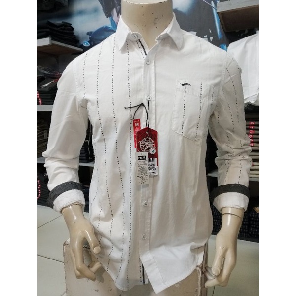KEMEJA PRIA CARDINAL JEANS ORIGINAL SLIM FIT PUTIH MOTOF GARIS