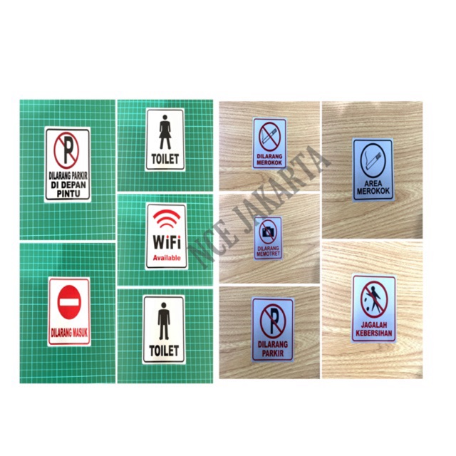 STIKER ANODAIZ PERINGATAN RAMBU DILARANG MASUK WIFI AVIABLE TOILET JAGA KEBERSIHAN DLL