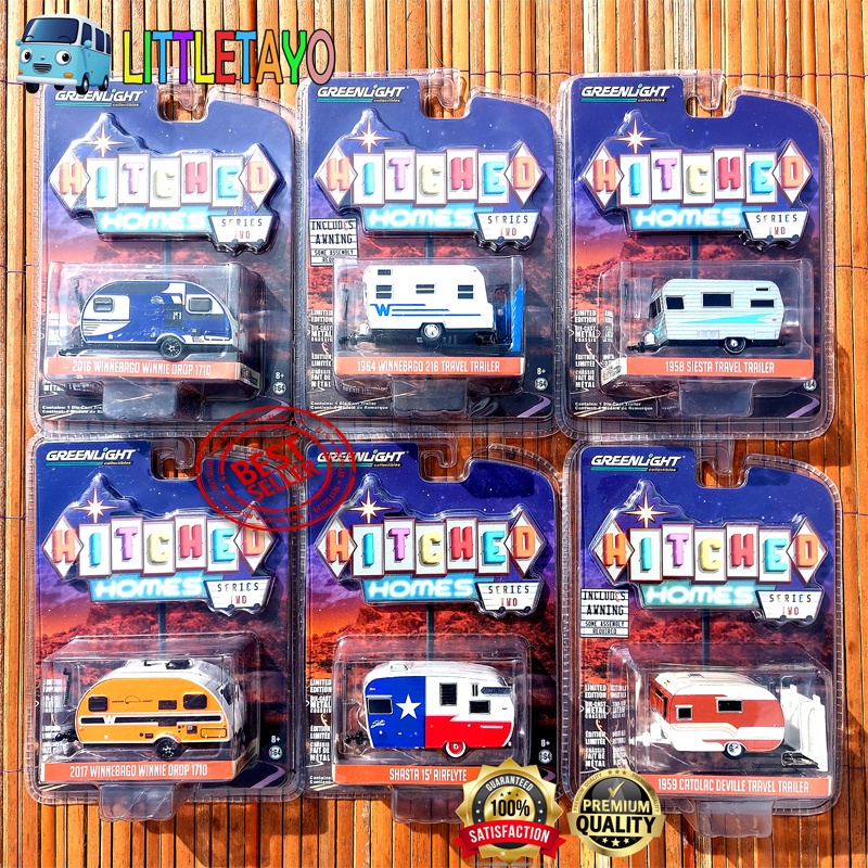 Greenlight Hitched Homes Series 2 Winnebago Winnie Drop Travel Trailer Shasta Airflyte Siesta