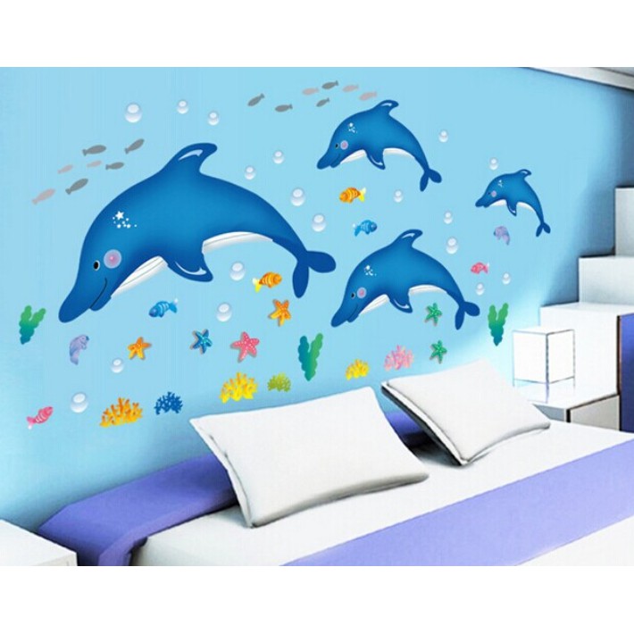 RELIZA WALLSTICKER IKAN FISH LUMBA LUMBA DOLPHIN KAMAR MANDI WALL STICKER DINDING AY9168