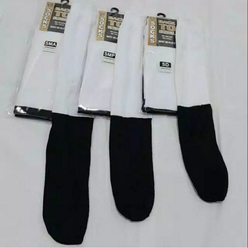 TERMURAH (HARGA GROSIR) 12 PASANG KAOS KAKI HITAM PUTIH / KAOS KAKI SEKOLAHAN/KAOS KAKI STANDAR UKURAN SMA-SMP-SD / UNISEX