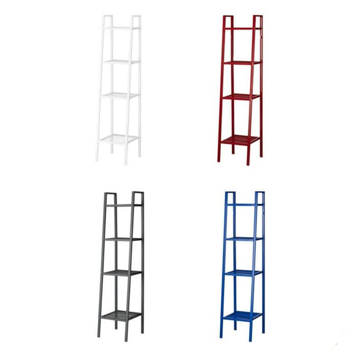 Unit Lemari Rak Susun Besi IKEA LERBERG Tempat Buku Pajangan Putih Abu