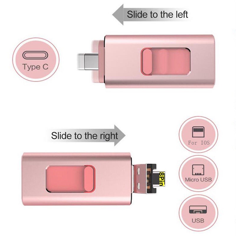 4 in 1 OTG USB Flash Drive 512GB Tipe C Untuk Semua Jenis Ponsel / Tablet PC