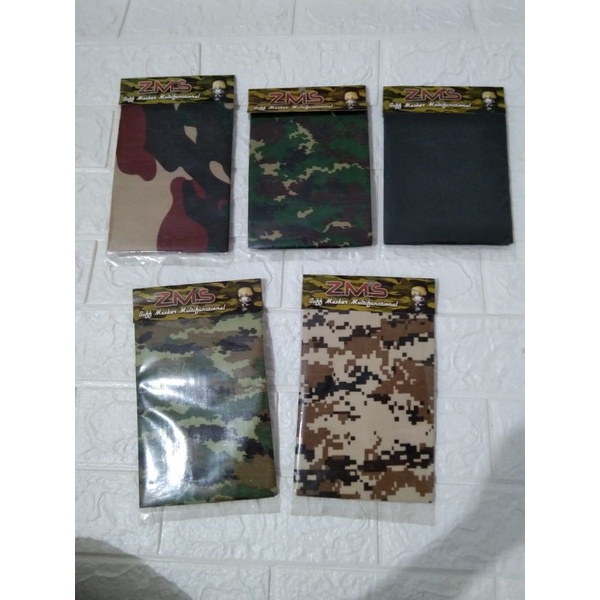 Masker Baff Motif Army dan Hitam polos / Masker motor serbaguna