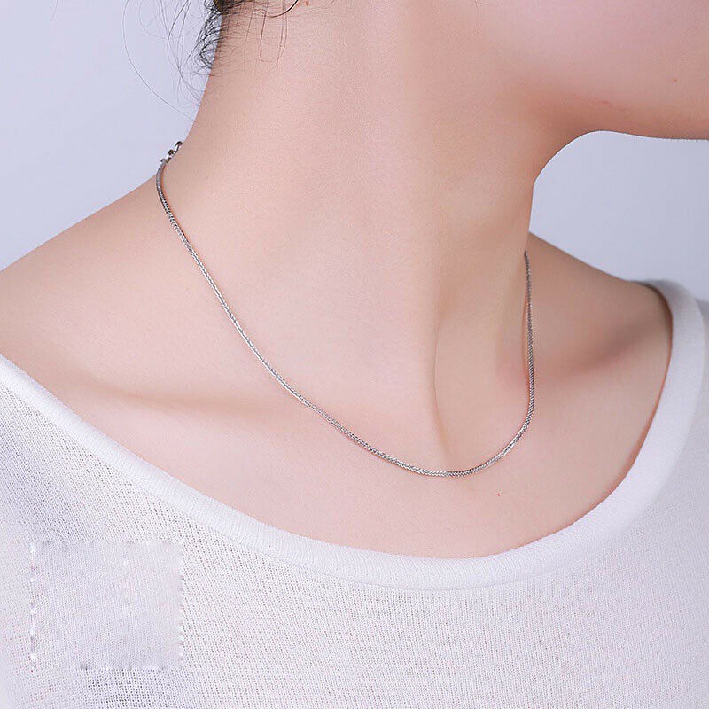 Kalung Rantai Bahan Sterling Silver 925 100% Ukuran 14-26inci Panjang 1.2mm Gaya Korea Untuk Hadiah