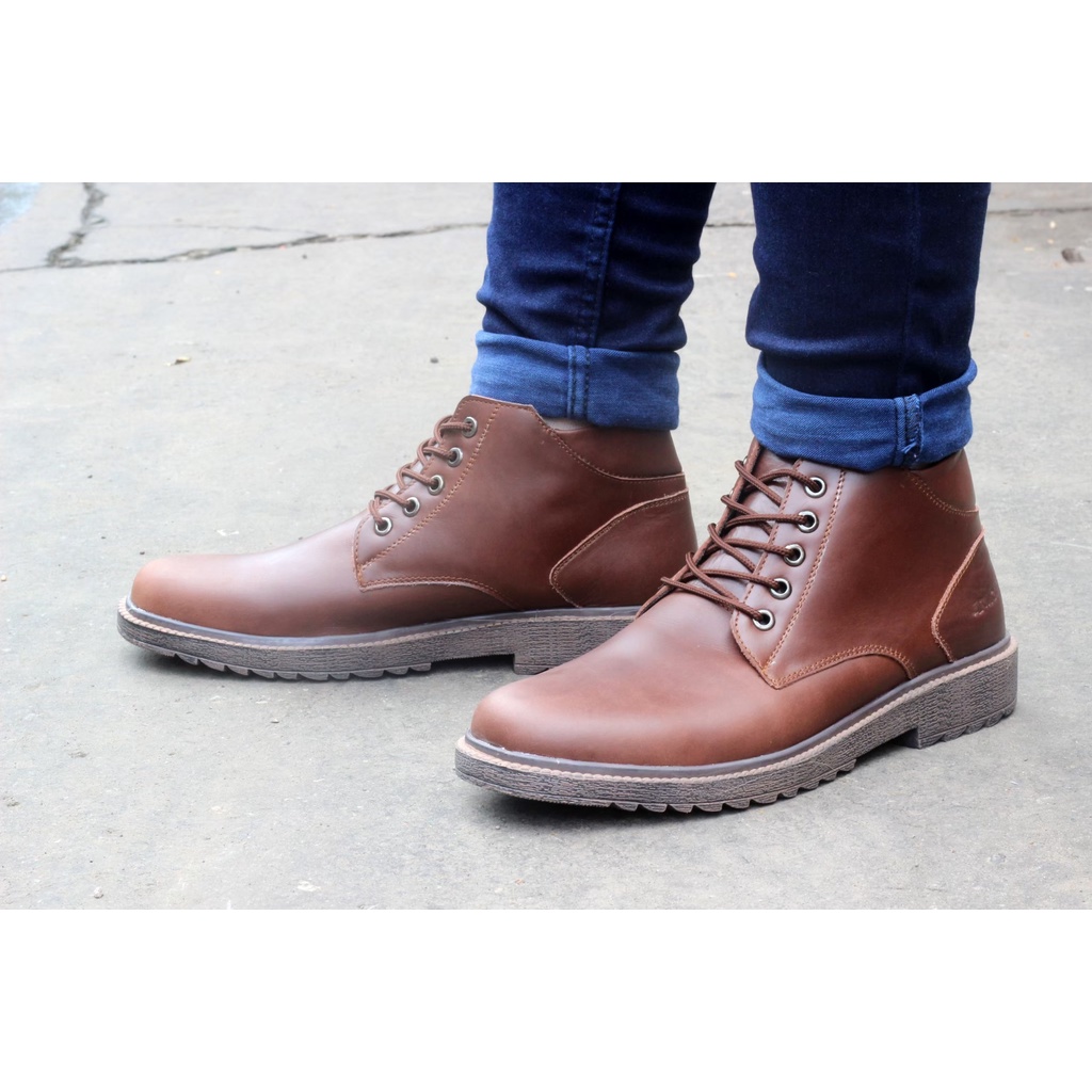 SEPATU Boots KULIT PRIA Casual Kerja dan Adventure SEMI FORMAL FASHION || Sepatu Kasual Tinggi Pria  Kerja Kuliah Murah Berkualitas