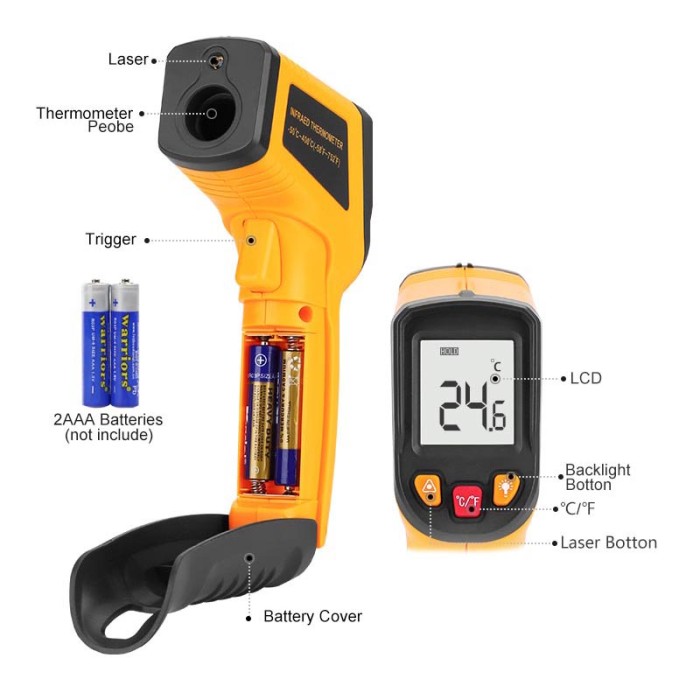 Thermometer Infrared Digital Non Contact 600C - Blue