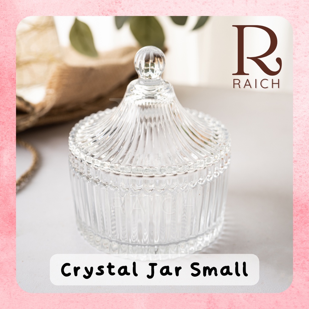 SMALL Crystal Jar Candle Jar Candy Jar / Wadah Toples Kaca Kristal Lilin Permen Hampers Souvenir