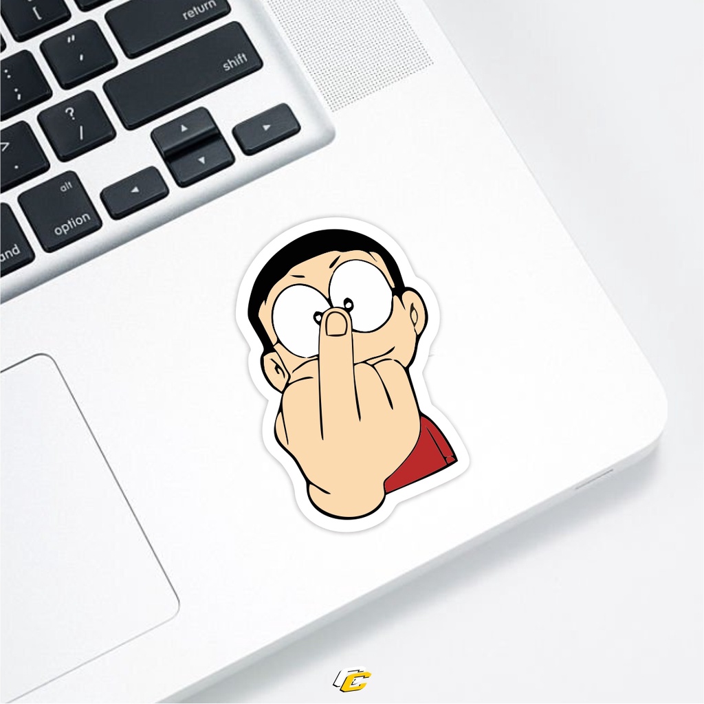 

NOBITA MIDDLE FINGER STICKER | stiker laptop helm motor mobil universal