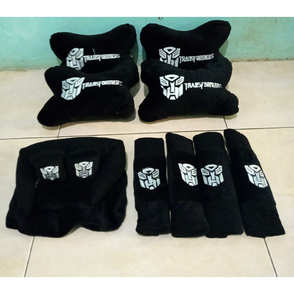 Bantal Mobil TRANSFORMERS Hitam Bantal Isi 4 Sandaran Leher Kepala Transformers Black