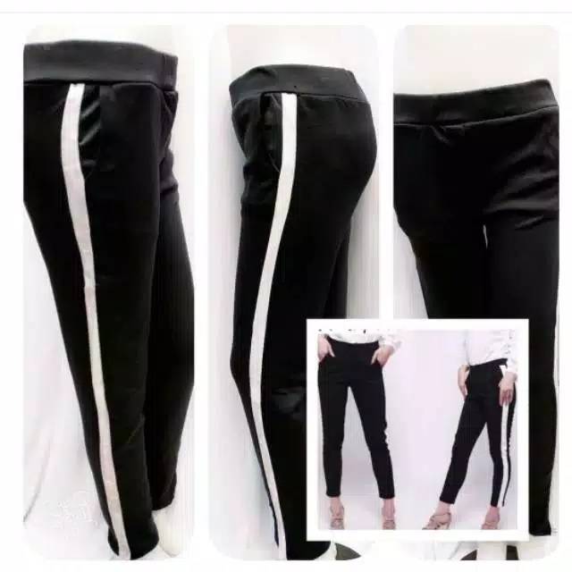 ( Thirs't celana scuba ) Celana scuba list putih