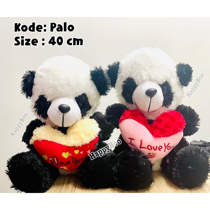 boneka panda love i love you panda doll bulu 40cm high quality palo