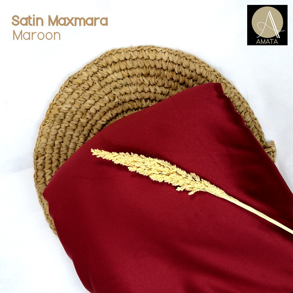 1/2 meter Kain Satin Maxmara / Sateen Velvet Premium Maroon